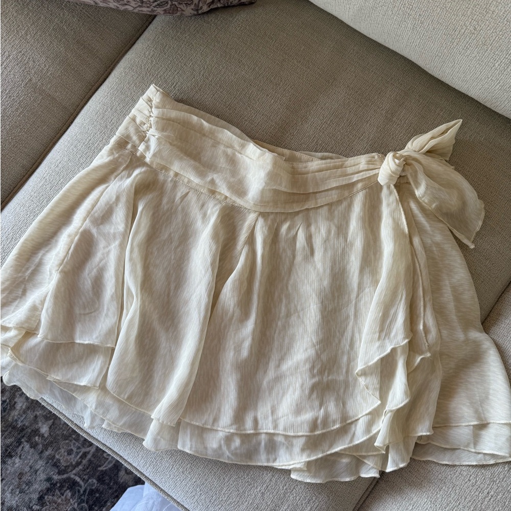 Aerie Cream Pleated Skirt